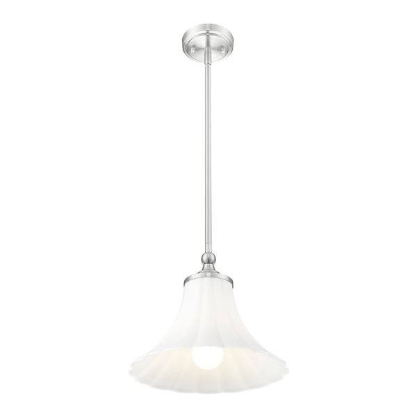 Z-Lite Fleur 1-Light Pendant w/ Opal Etched Glass Shade - Brushed Nickel