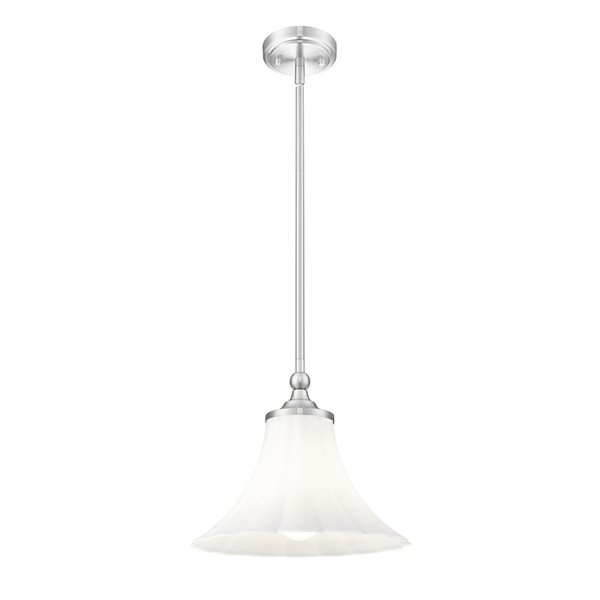 Z-Lite Fleur 1-Light Pendant w/ Opal Etched Glass Shade - Brushed Nickel
