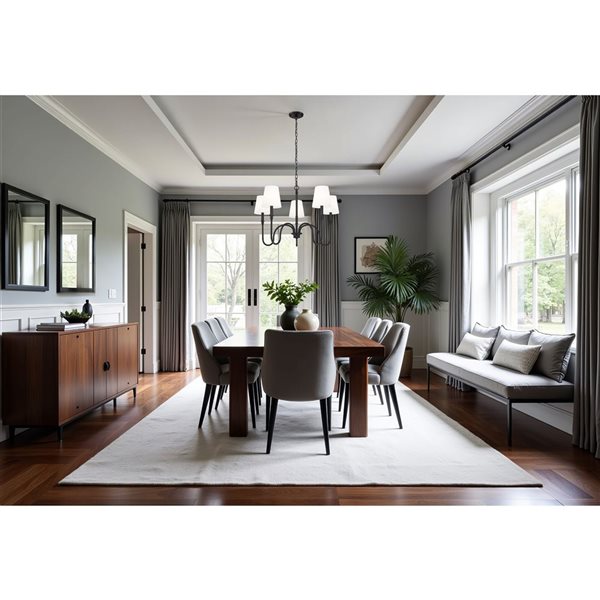 Z-Lite Jisele 5-Light Chandelier w/ White Fabric Shade - Matte Black