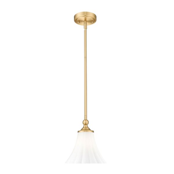 Z-Lite Fleur 1-Light Pendant w/ Opal Etched Fabric Shade - Modern Gold