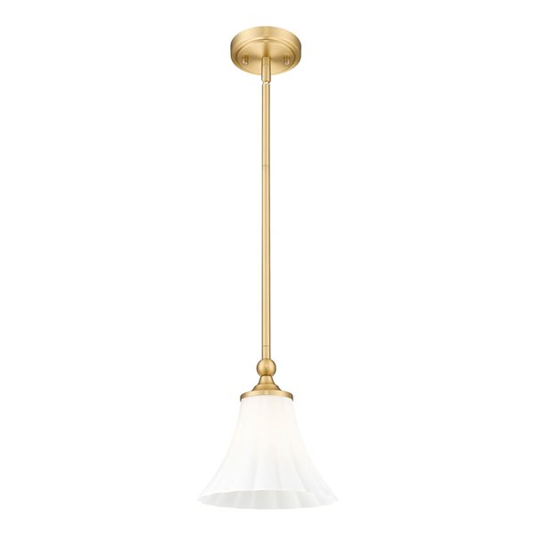 Z-Lite Fleur 1-Light Pendant w/ Opal Etched Fabric Shade - Modern Gold