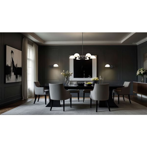 Z-Lite Breton 6-Light Chandelier w/ White Glass Shade - Matte Black