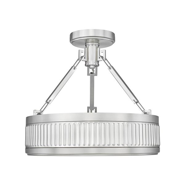 Z-Lite Quinn 1-Light Semi Flush Mount Ceiling Light 15-in - Satin Nickel