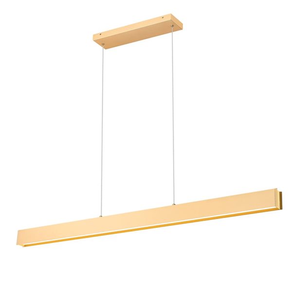 Z-Lite Hudson 1-Lite Light Linear Chandelier w/ Frosted Acrylic Shade - Gold