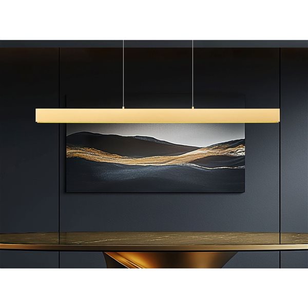 Z-Lite Hudson 1-Lite Light Linear Chandelier w/ Frosted Acrylic Shade - Gold