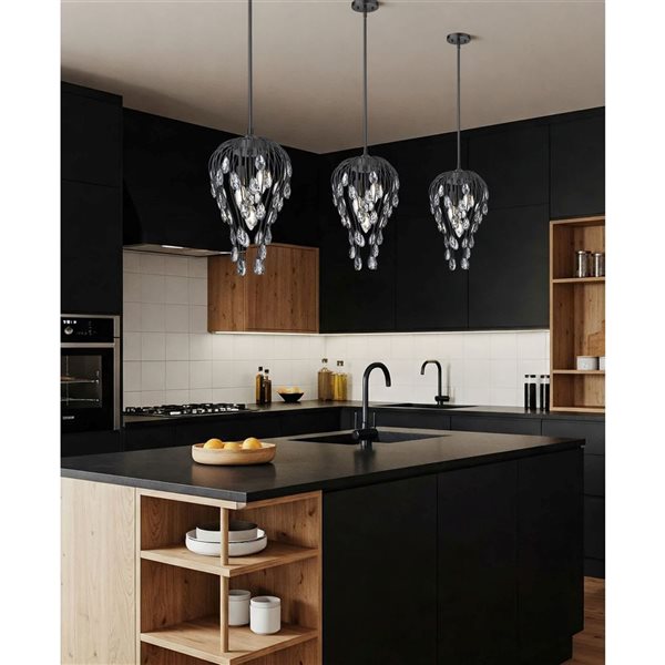 Z-Lite Gabriella 3-Light Teardrop Pendant - Matte Black