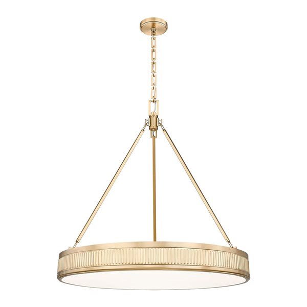 Z-Lite Quinn 3-Light Pendant w/ White Acrylic Shade - Modern Gold