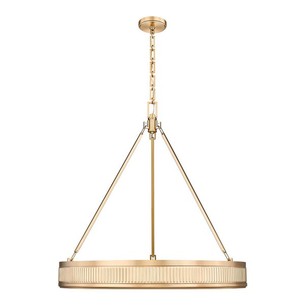 Z-Lite Quinn 3-Light Pendant w/ White Acrylic Shade - Modern Gold