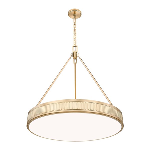 Z-Lite Quinn 3-Light Pendant w/ White Acrylic Shade - Modern Gold