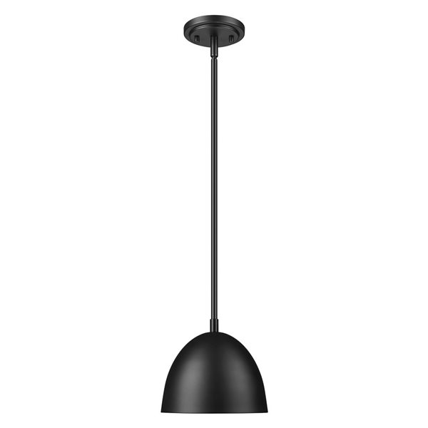 Z-Lite Vega 1-Light Pendant w/ Matte Black + Gold Metal Shade - Matte Black