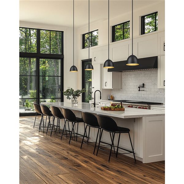 Z-Lite Vega 1-Light Pendant w/ Matte Black + Gold Metal Shade - Matte Black