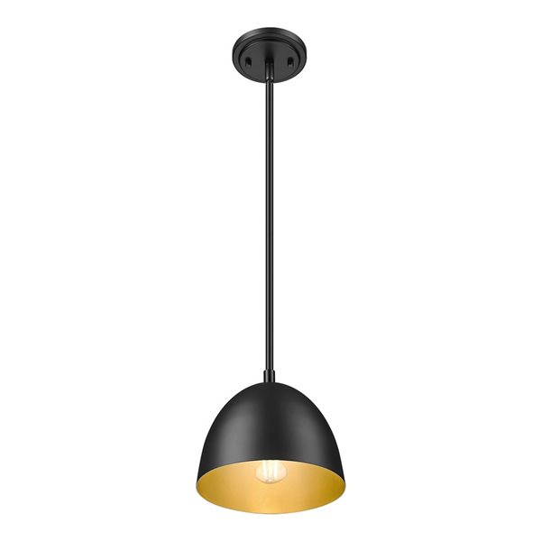 Z-Lite Vega 1-Light Pendant w/ Matte Black + Gold Metal Shade - Matte Black