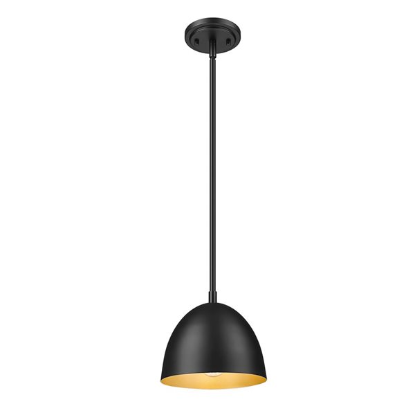 Z-Lite Vega 1-Light Pendant w/ Matte Black + Gold Metal Shade - Matte Black
