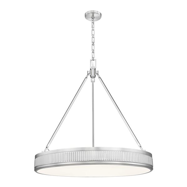 Z-Lite Quinn 3-Light Pendant w/ White Plastic Shade - Satin Nickel