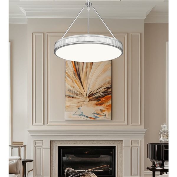 Z-Lite Quinn 3-Light Pendant w/ White Plastic Shade - Satin Nickel