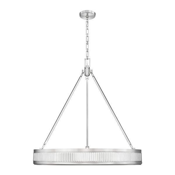 Z-Lite Quinn 3-Light Pendant w/ White Plastic Shade - Satin Nickel