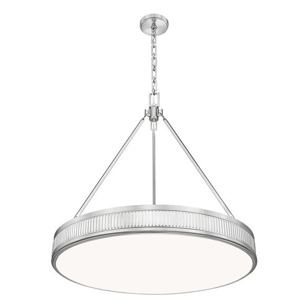 Z-Lite Quinn 3-Light Pendant w/ White Plastic Shade - Satin Nickel
