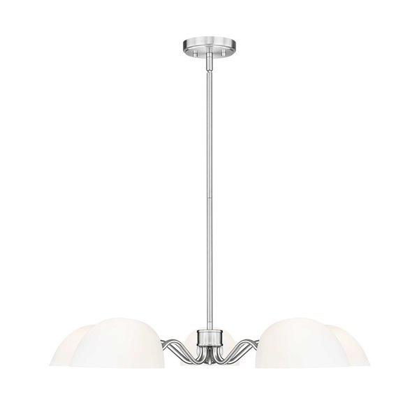 Z-Lite Breton 5-Light Chandelier w/ White Glass Shade - Brushed Nickel