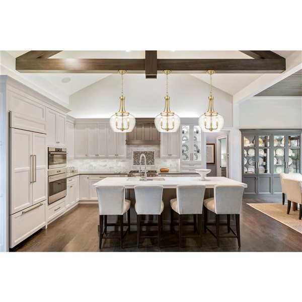 Z-Lite Joliet 3-Light Pendant w/ Clear Glass Shade - Burnished Brass