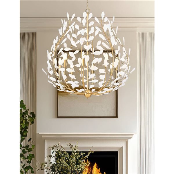 Z-Lite Claudine 8-Light Chandelier w/ Frosted Glass Shade - Modern