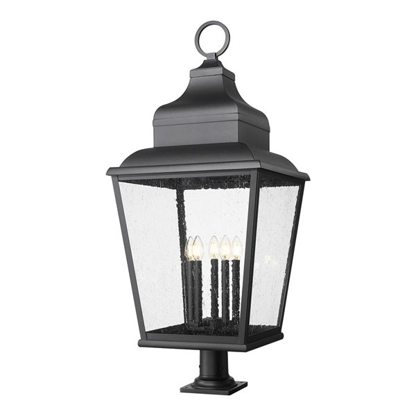 Z-Lite Raphael 5-Light Outdoor Pier Mount Light 3.5-ft w/ Seeded Glass - Sand Black