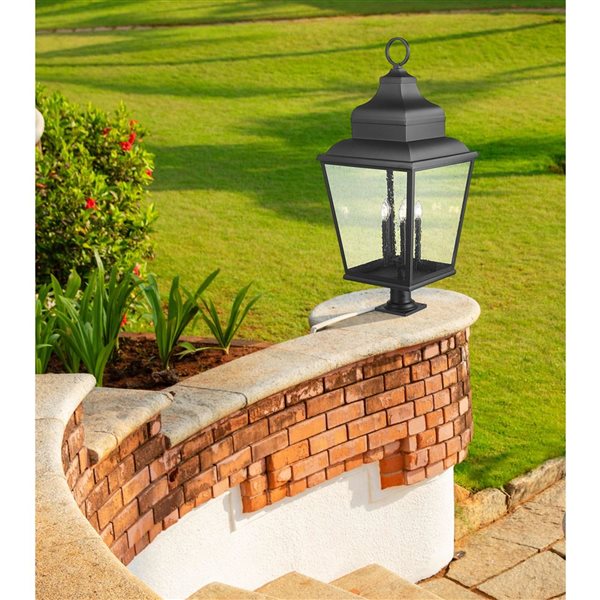 Z-Lite Raphael 5-Light Outdoor Pier Mount Light 3.5-ft w/ Seeded Glass - Sand Black