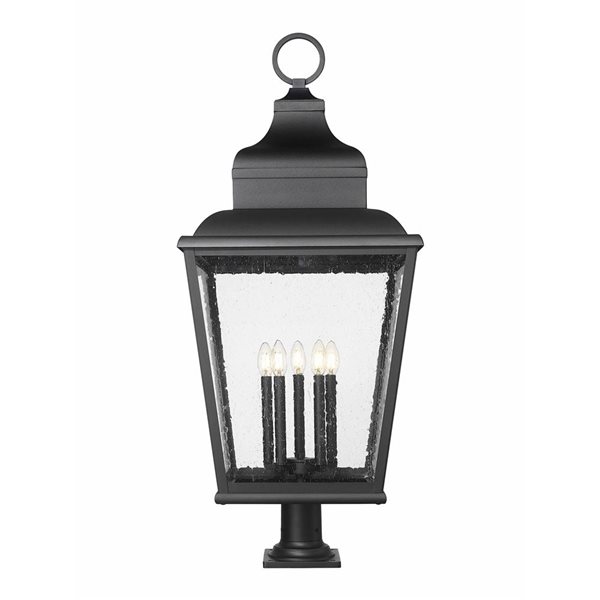 Z-Lite Raphael 5-Light Outdoor Pier Mount Light 3.5-ft w/ Seeded Glass - Sand Black