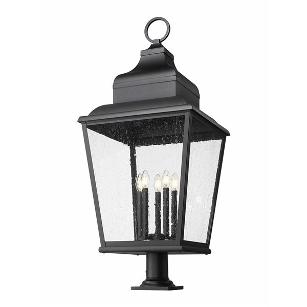 Z-Lite Raphael 5-Light Outdoor Pier Mount Light 3.5-ft w/ Seeded Glass - Sand Black