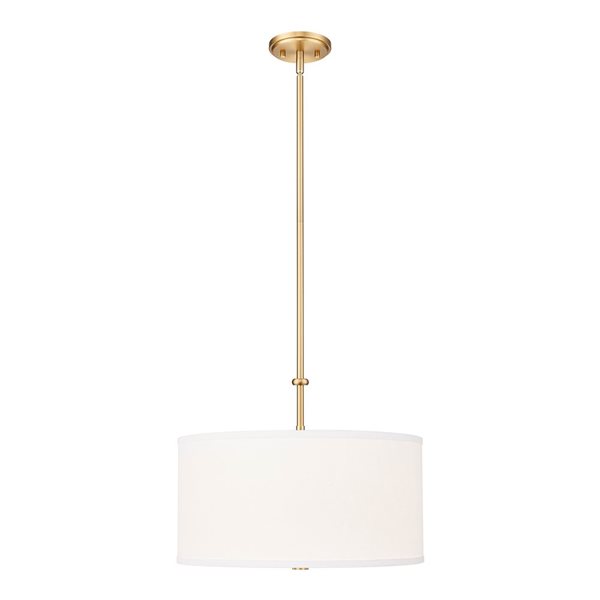 Z-Lite Linden 1-Light Pendant w/ White Fabric Shade - Modern Gold