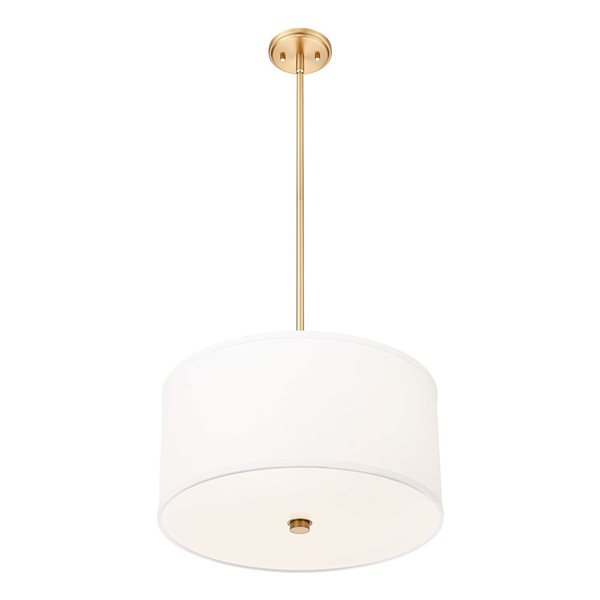Z-Lite Linden 1-Light Pendant w/ White Fabric Shade - Modern Gold