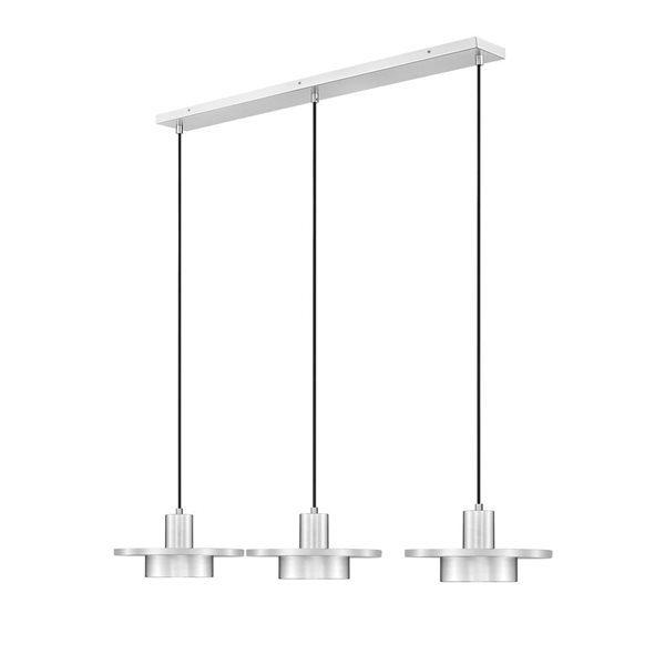 Z-Lite Ludo 3-Light Linear Chandelier w/ Frosted Acrylic Shade - Brushed Nickel