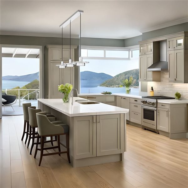 Z-Lite Ludo 3-Light Linear Chandelier w/ Frosted Acrylic Shade - Brushed Nickel