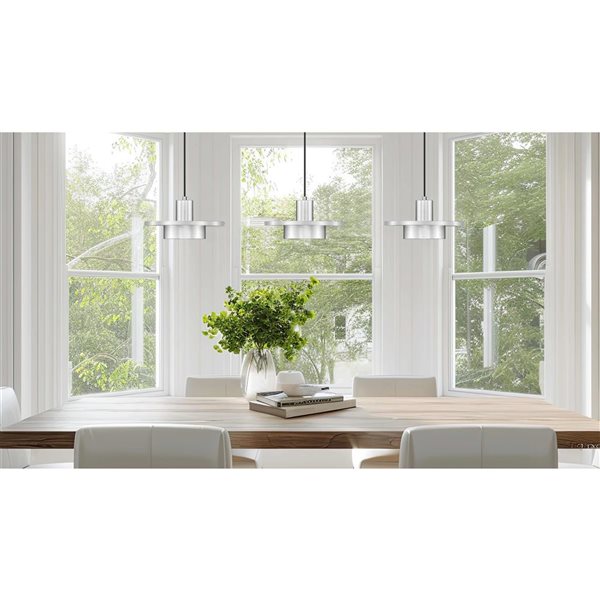 Z-Lite Ludo 3-Light Linear Chandelier w/ Frosted Acrylic Shade - Brushed Nickel