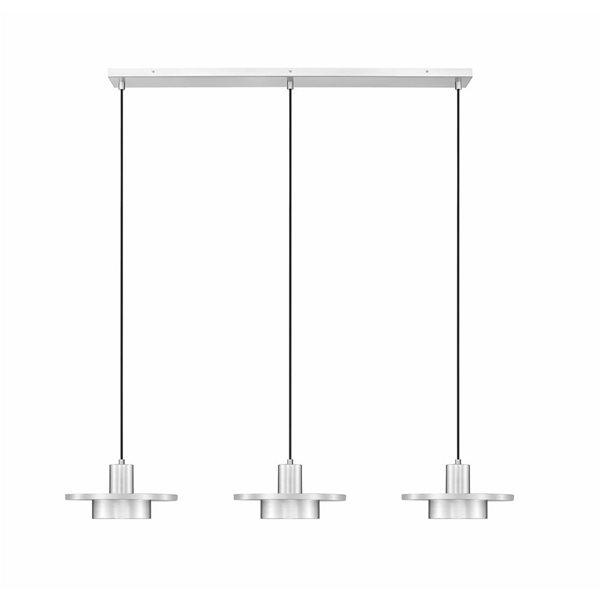 Z-Lite Ludo 3-Light Linear Chandelier w/ Frosted Acrylic Shade - Brushed Nickel