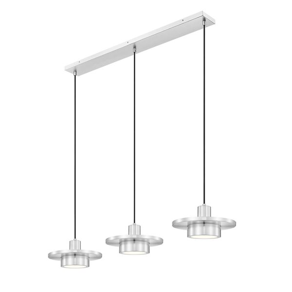 Z-Lite Ludo 3-Light Linear Chandelier w/ Frosted Acrylic Shade - Brushed Nickel