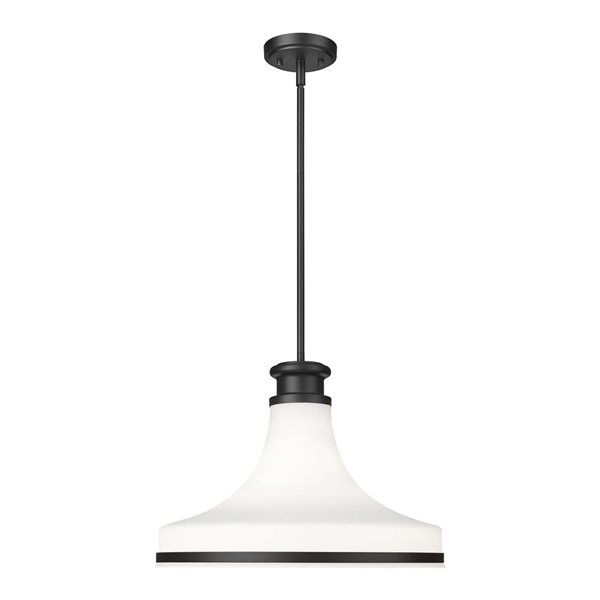 Z-Lite Reznor 1-Light Pendant w/ Matte Opal Glass Shade - Matte Black