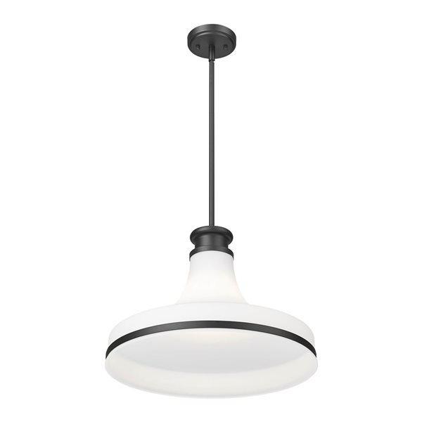 Z-Lite Reznor 1-Light Pendant w/ Matte Opal Glass Shade - Matte Black