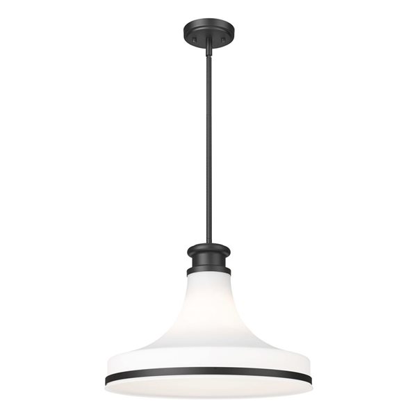 Z-Lite Reznor 1-Light Pendant w/ Matte Opal Glass Shade - Matte Black