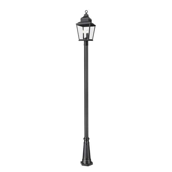Z-Lite Raphael 3-Light Outdoor Post Mount Light 10.2-ft w/ Seeded Glass - Sand Black