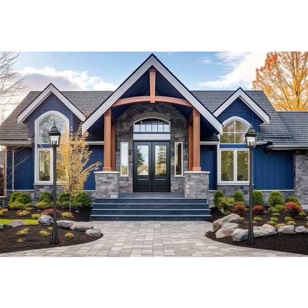 Z-Lite Raphael 3-Light Outdoor Post Mount Light 10.2-ft w/ Seeded Glass - Sand Black