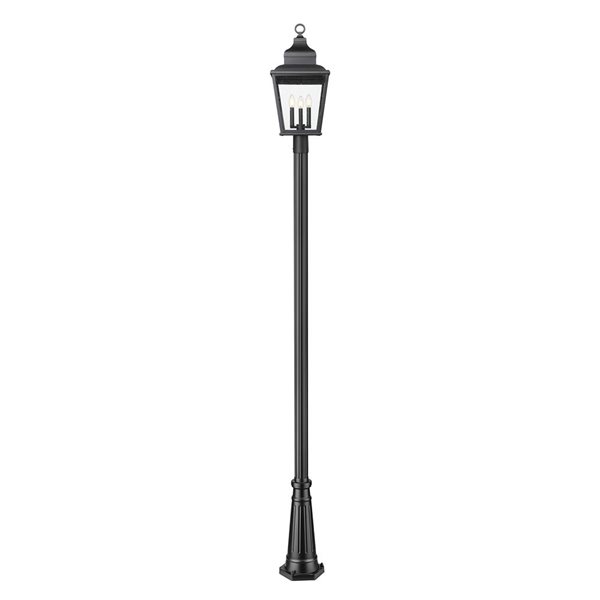 Z-Lite Raphael 3-Light Outdoor Post Mount Light 10.2-ft w/ Seeded Glass - Sand Black