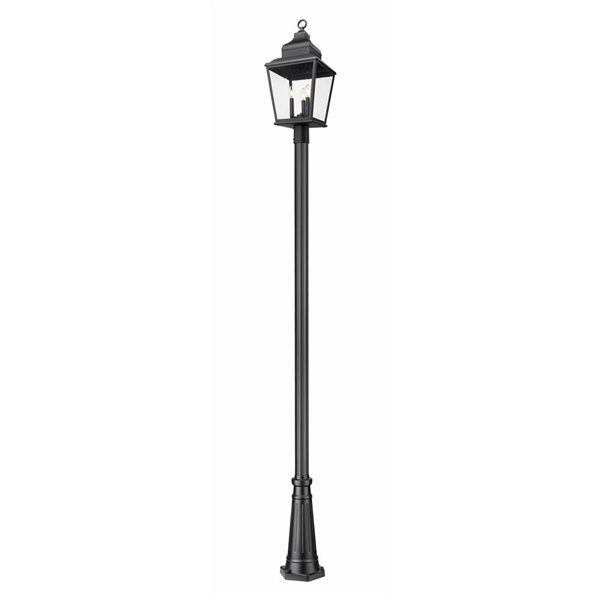 Z-Lite Raphael 3-Light Outdoor Post Mount Light 10.2-ft w/ Seeded Glass - Sand Black