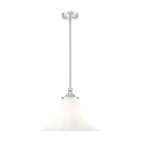 Z-Lite Fleur 1-Light Pendant w/ Opal Etched Glass Shade - Brushed Nickel