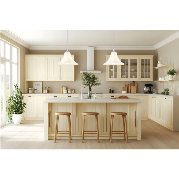 Z-Lite Fleur 1-Light Pendant w/ Opal Etched Glass Shade - Brushed Nickel