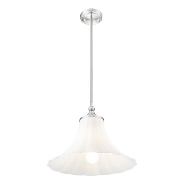 Z-Lite Fleur 1-Light Pendant w/ Opal Etched Glass Shade - Brushed Nickel