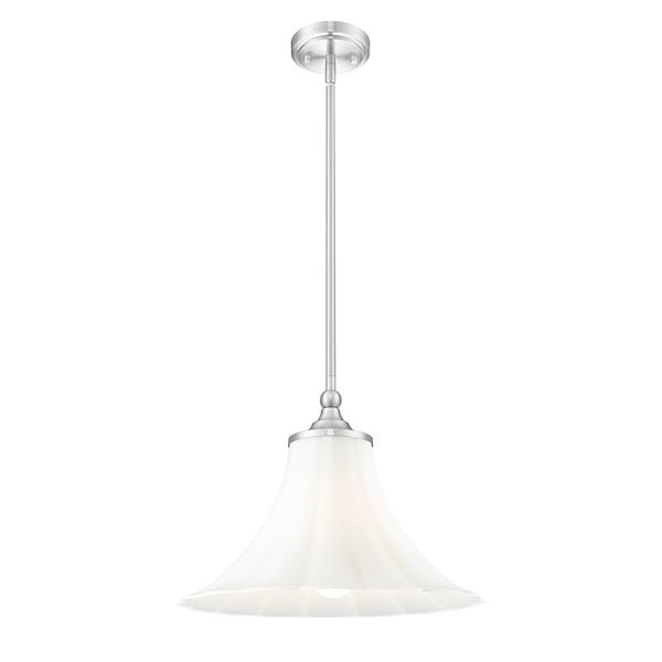 Z-Lite Fleur 1-Light Pendant w/ Opal Etched Glass Shade - Brushed Nickel