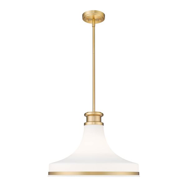 Z-Lite Reznor 1-Light Pendant w/ Matte Opal Glass Shade - Modern Gold