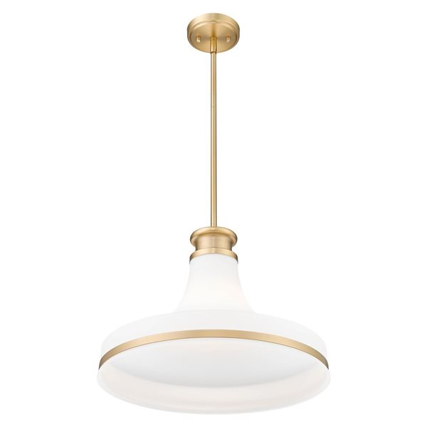 Z-Lite Reznor 1-Light Pendant w/ Matte Opal Glass Shade - Modern Gold