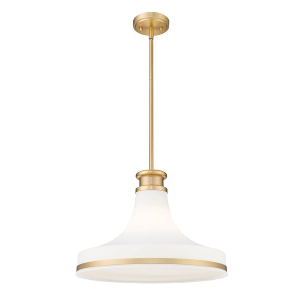 Z-Lite Reznor 1-Light Pendant w/ Matte Opal Glass Shade - Modern Gold