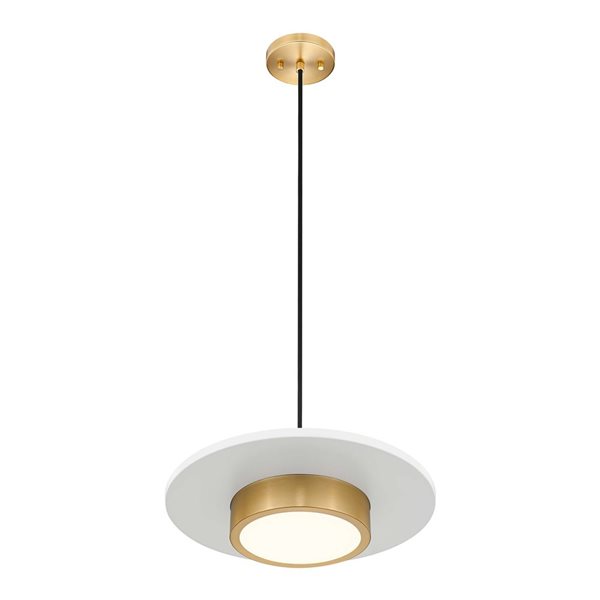 Z-Lite Ludo 1-Light Pendant w/ Frosted Acrylic Shade - Matte White + Modern Gold